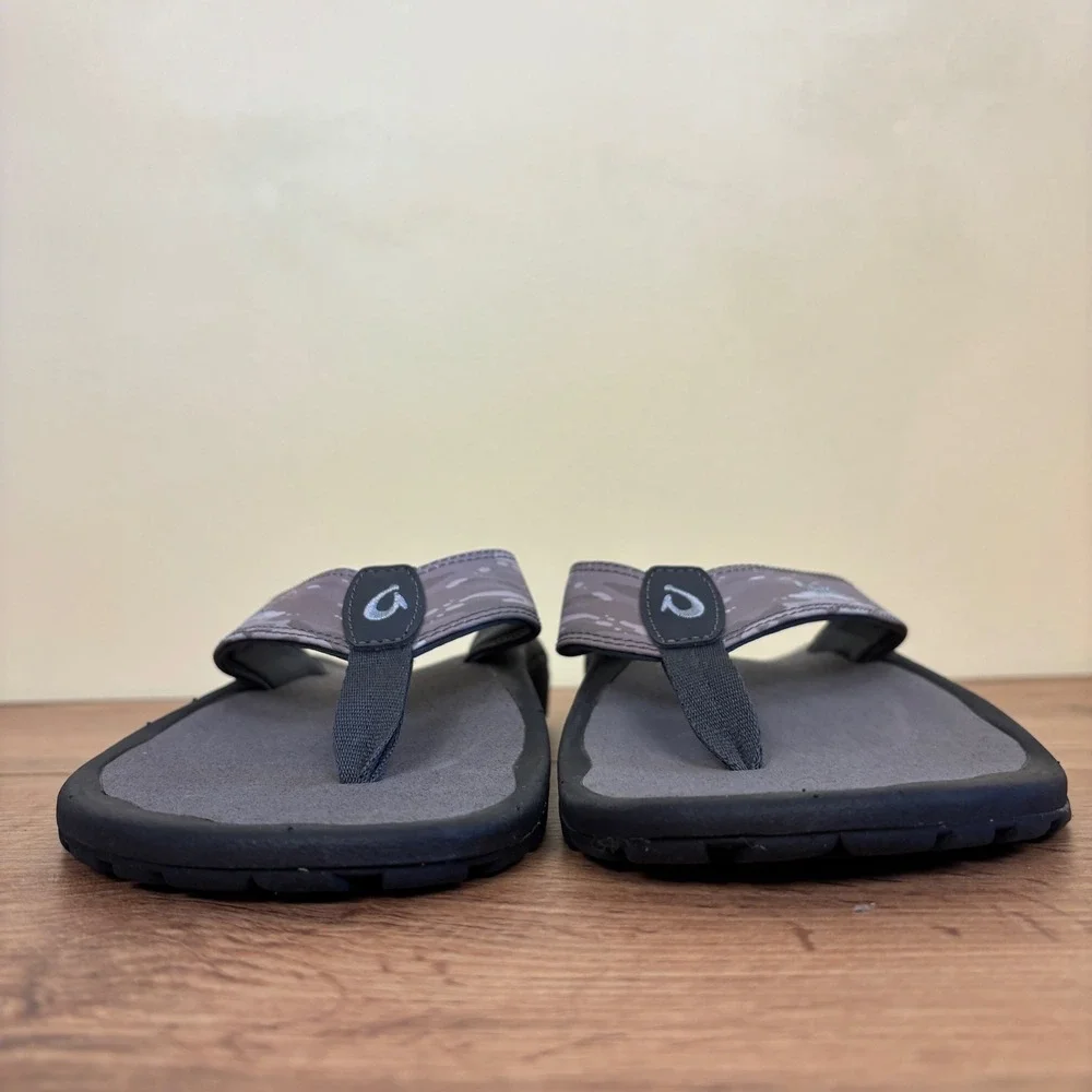 OLUKAI Ohana Pa'i Beach Sandals Pavement/Wai Camo Men Size 8 Summer Comfort Pool